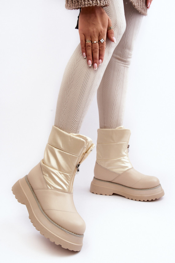 Women's Snow Boots On Thick Sole GOE MM2N4079 Beige