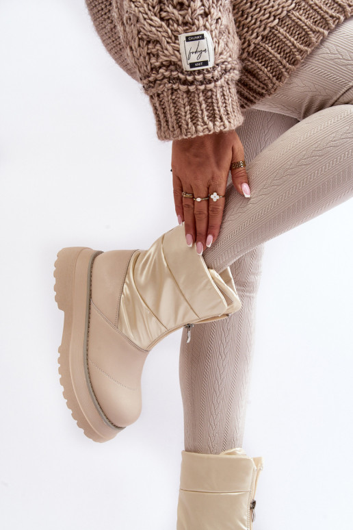 Women's Snow Boots On Thick Sole GOE MM2N4079 Beige