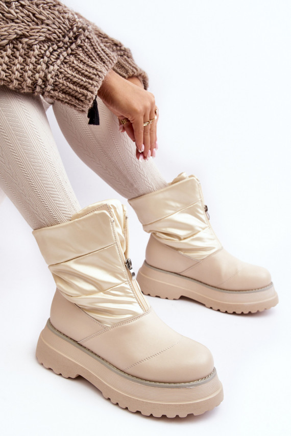 Women's Snow Boots On Thick Sole GOE MM2N4079 Beige