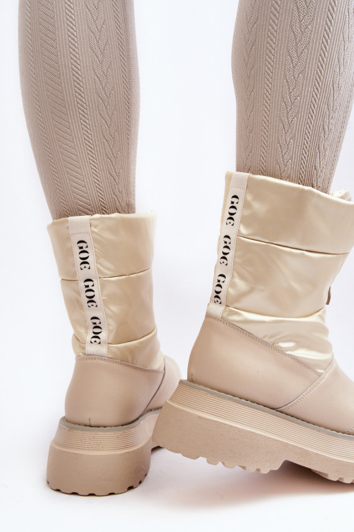 Women's Snow Boots On Thick Sole GOE MM2N4079 Beige