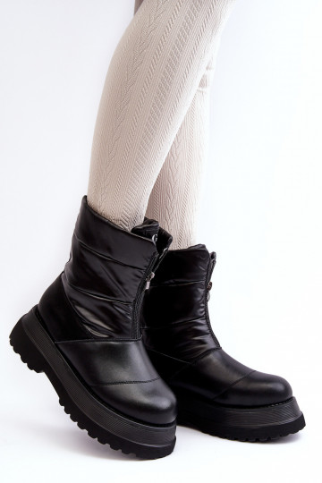Women's Snow Boots With Thick Sole And Zipper GOE MM2N4078 Black 2