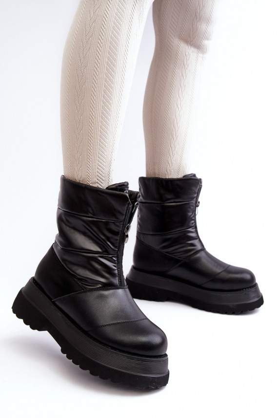 Women's Snow Boots With Thick Sole And Zipper GOE MM2N4078 Black