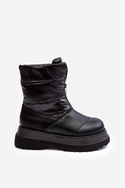 Women's Snow Boots With Thick Sole And Zipper GOE MM2N4078 Black