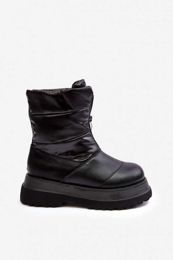 Women's Snow Boots With Thick Sole And Zipper GOE MM2N4078 Black