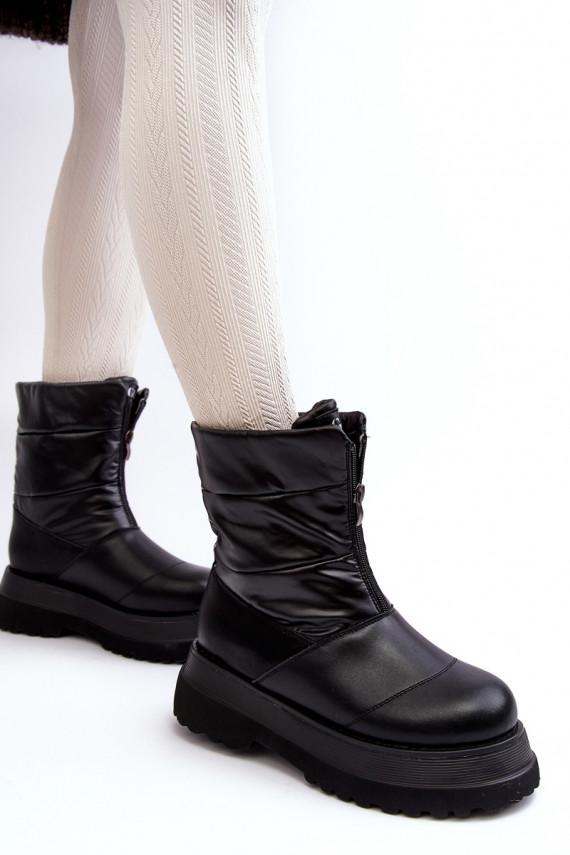 Women's Snow Boots With Thick Sole And Zipper GOE MM2N4078 Black