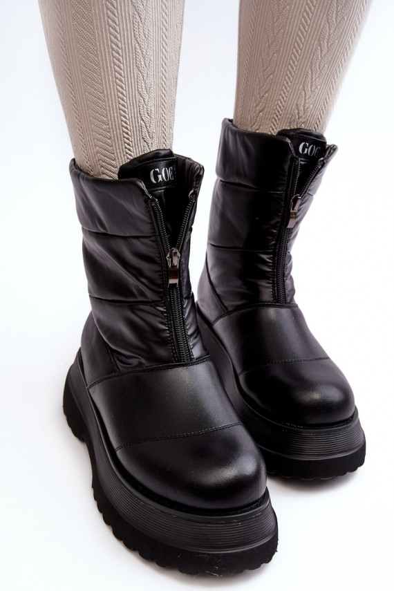 Women's Snow Boots With Thick Sole And Zipper GOE MM2N4078 Black
