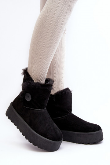 Women's Platform Snow Boots with Fur Black Wikasem 2