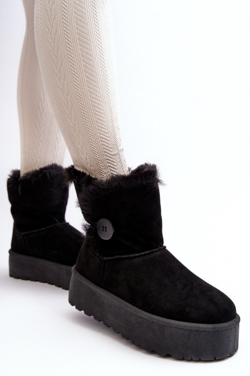 Women's Platform Snow Boots with Fur Black Wikasem