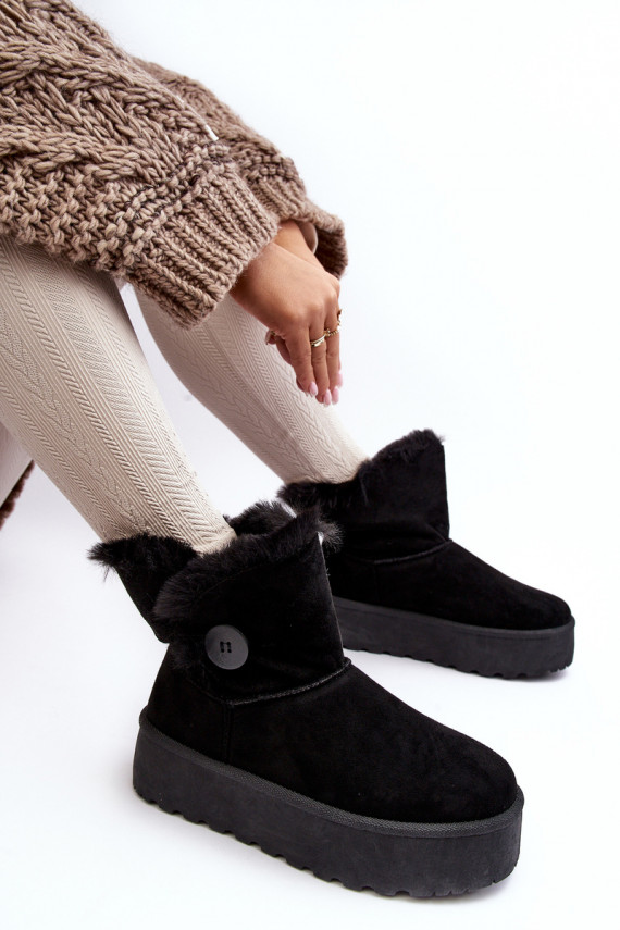 Women's Platform Snow Boots with Fur Black Wikasem