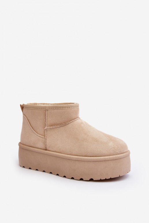 Women's Snow Boots On Platform Light Beige Mennja