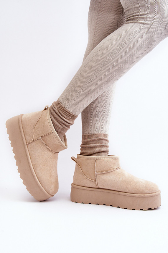 Women's Snow Boots On Platform Light Beige Mennja