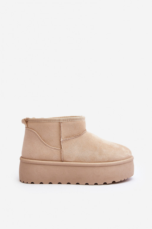 Women's Snow Boots On Platform Light Beige Mennja