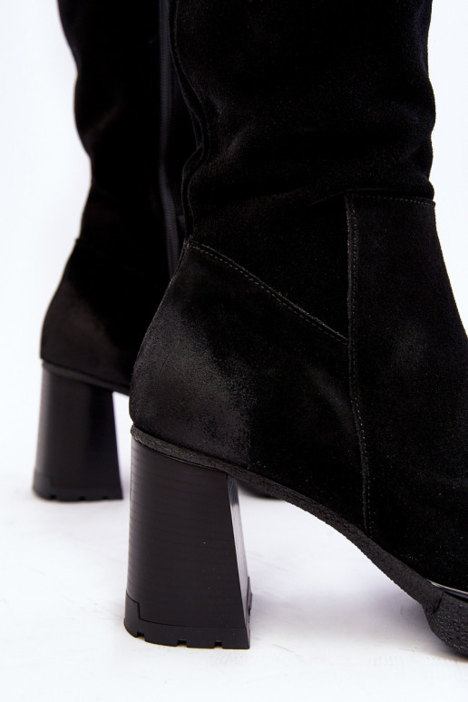 Women's Suede Over-the-Knee Boots with Stiletto Heel Lemar Black Ceraxa