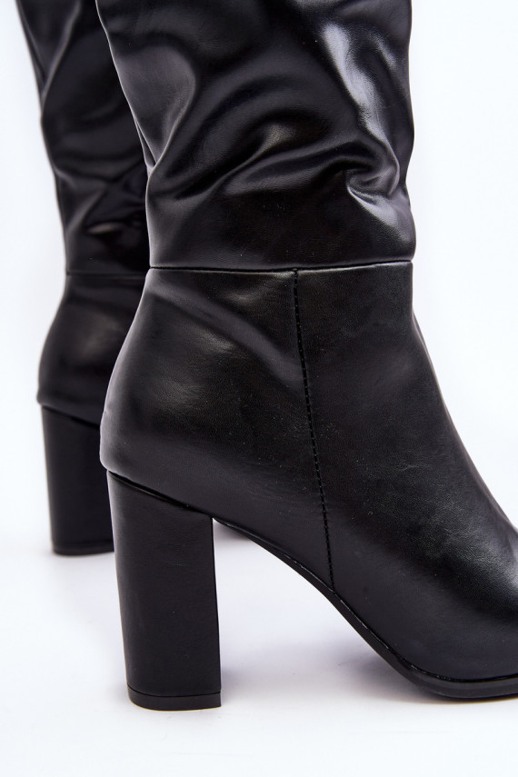 Women's Knee-High Boots with Stiletto Heel Black Fiminna