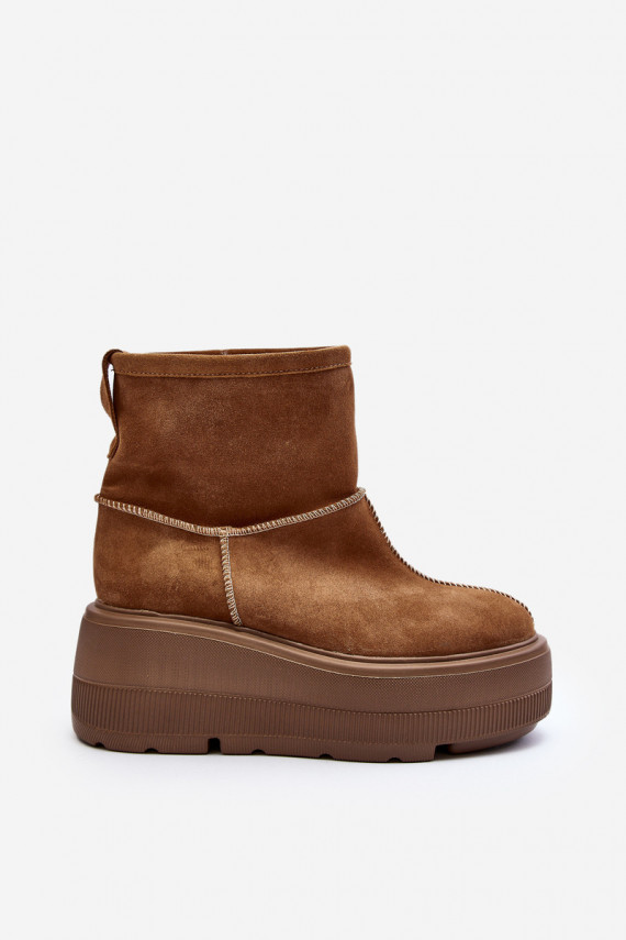 Leather Women's Boots on Chunky Sole Camel Zazoo 3424
