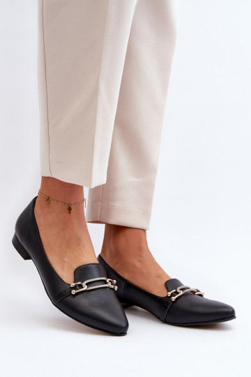 Zazoo 2885 Leather Ballerinas with Ornament Black 2
