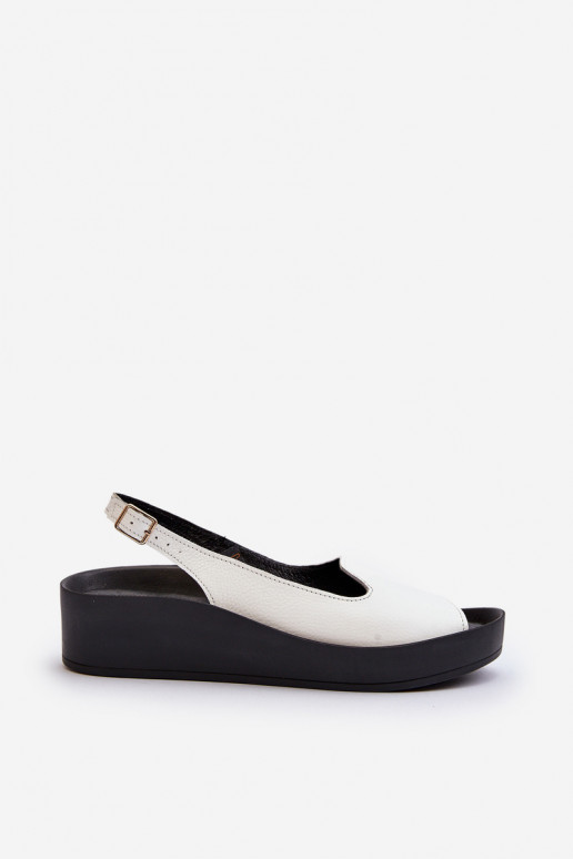 Women's Leather Sandals on Thick Sole Zazoo 2893 White