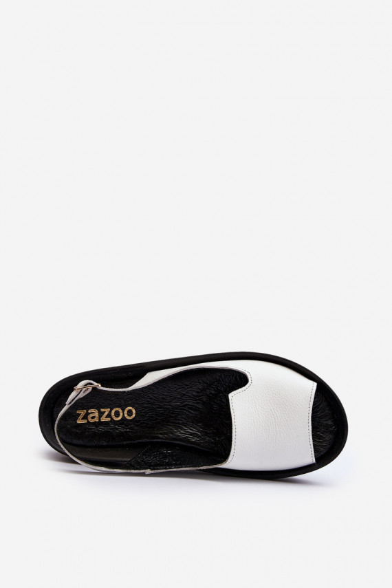 Women's Leather Sandals on Thick Sole Zazoo 2893 White
