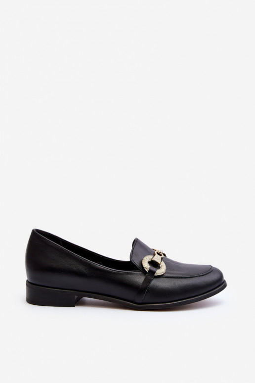 Zazoo 2880 Women's Leather Moccasins with Decoration Black