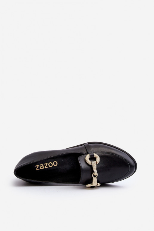 Zazoo 2880 Women's Leather Moccasins with Decoration Black