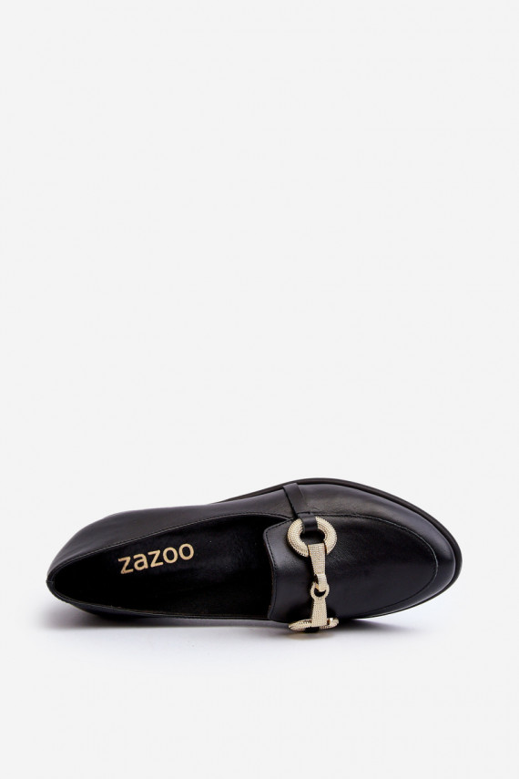 Zazoo 2880 Women's Leather Moccasins with Decoration Black