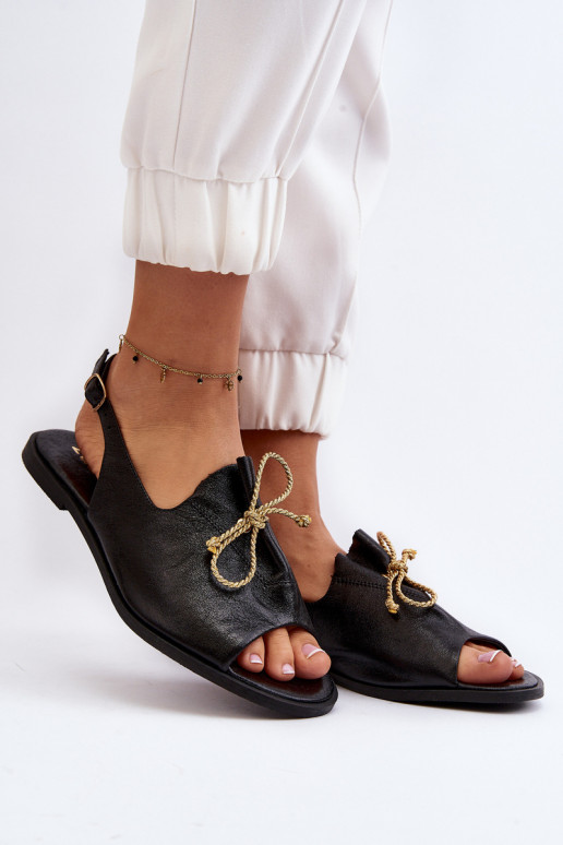 Leather Flat Sandals Zazoo 2898 Black