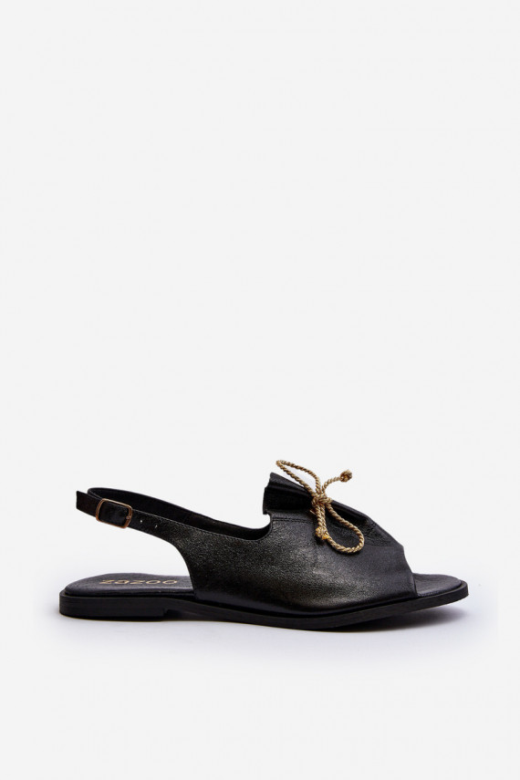 Leather Flat Sandals Zazoo 2898 Black