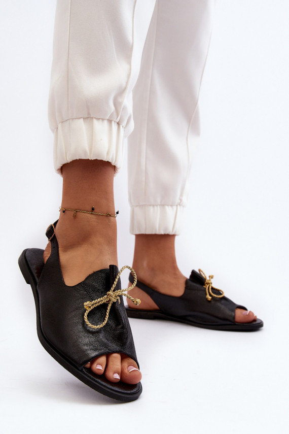 Leather Flat Sandals Zazoo 2898 Black