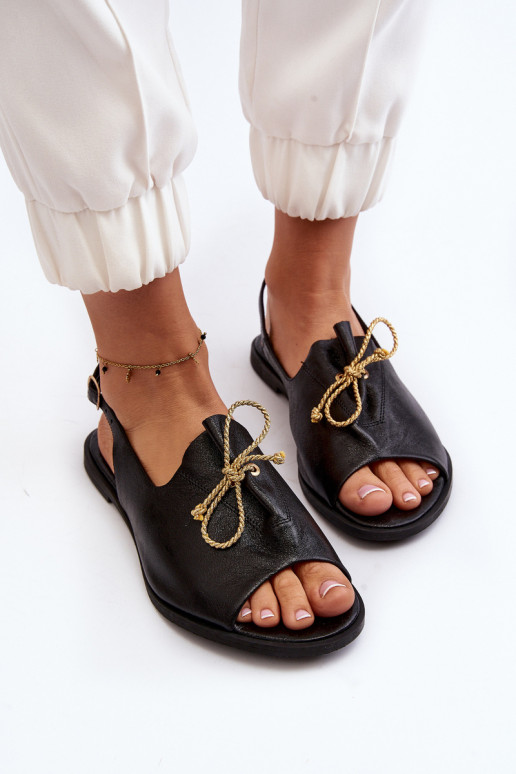 Leather Flat Sandals Zazoo 2898 Black