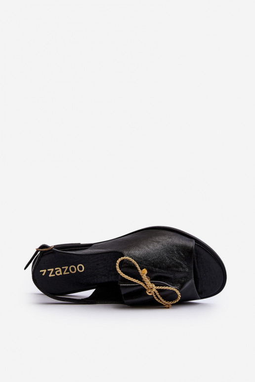 Leather Flat Sandals Zazoo 2898 Black