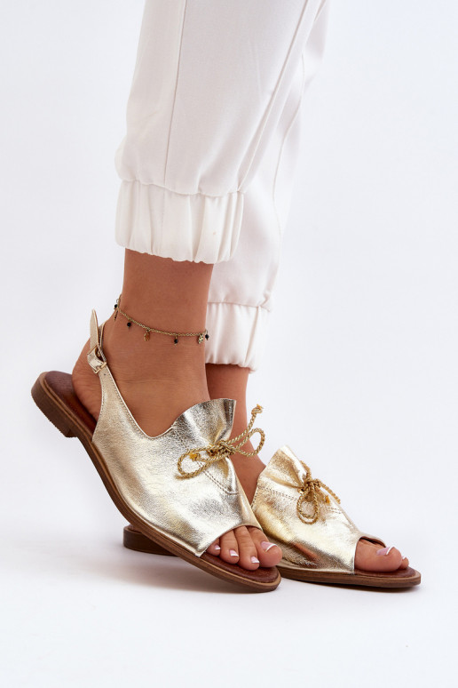 Zazoo 2898 Leather Flat Sandals Gold