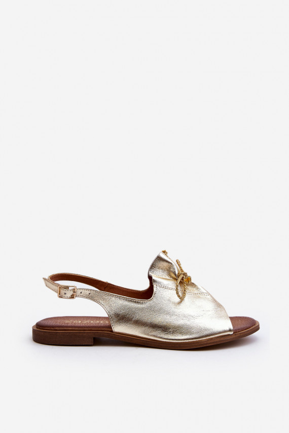 Zazoo 2898 Leather Flat Sandals Gold