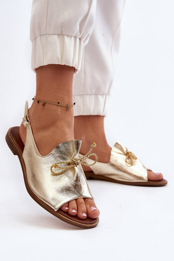 Zazoo 2898 Leather Flat Sandals Gold