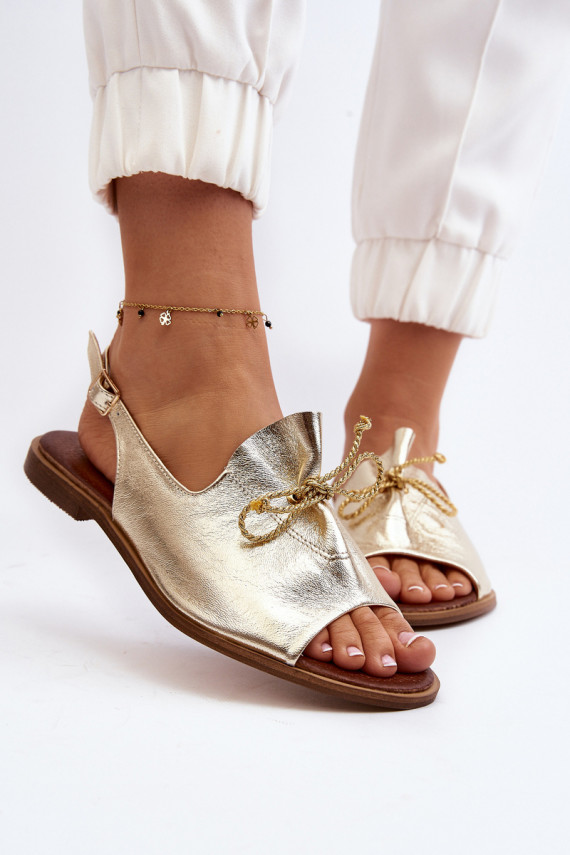 Zazoo 2898 Leather Flat Sandals Gold
