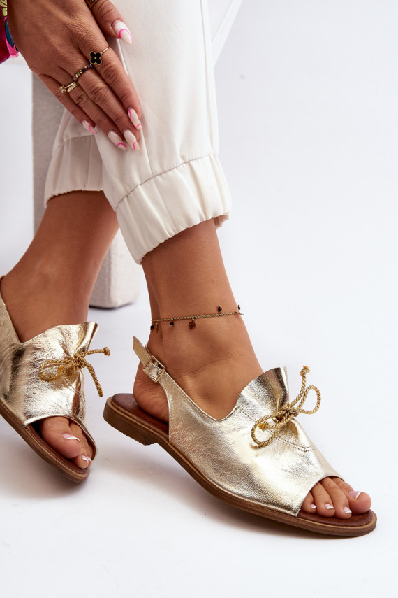 Zazoo 2898 Leather Flat Sandals Gold