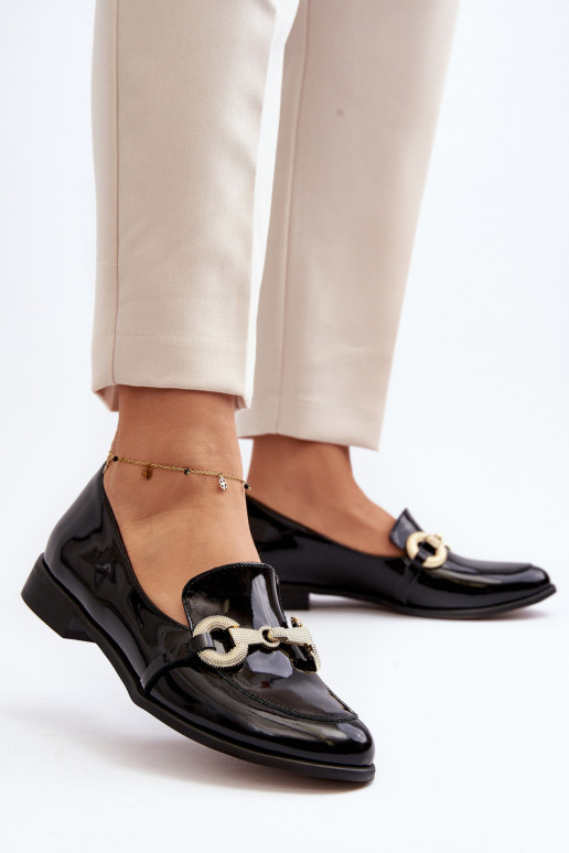 Zazoo 2880 Women's Patent Loafers With Decoration Black