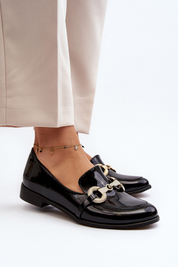 Zazoo 2880 Women's Patent Loafers With Decoration Black