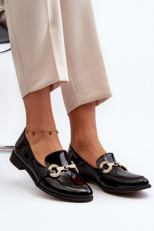 Zazoo 2880 Women's Patent Loafers With Decoration Black