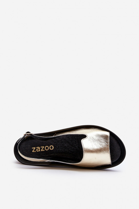 Zazoo 2893 Women's Leather Sandals on Thick Sole Gold