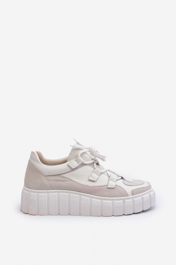 Women's Leather Platform Sports Shoes M01/1 Zazoo Light Beige