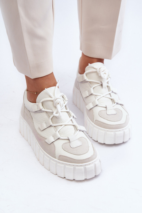 Women's Leather Platform Sports Shoes M01/1 Zazoo Light Beige