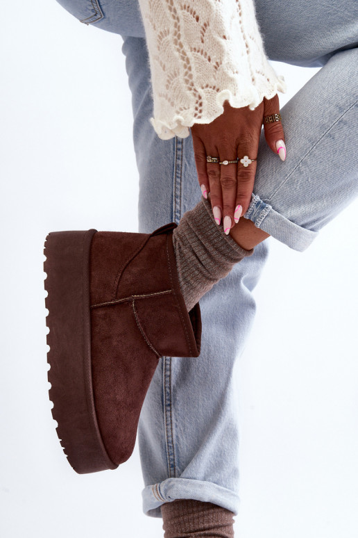 Suede Platform Snow Boots Brown Corcoran
