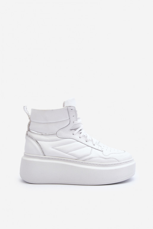 Zazoo 3392/X Women's Leather Platform Sports Shoes White