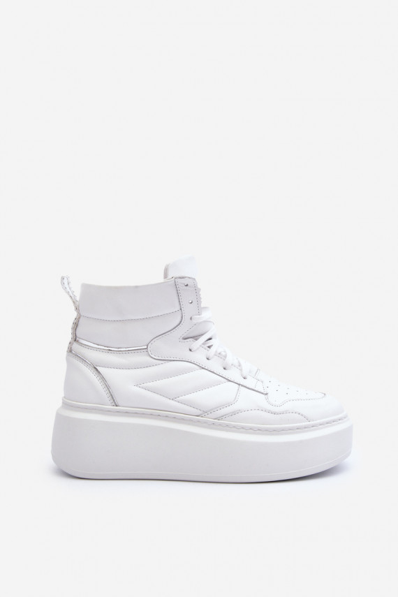 Zazoo 3392/X Women's Leather Platform Sports Shoes White