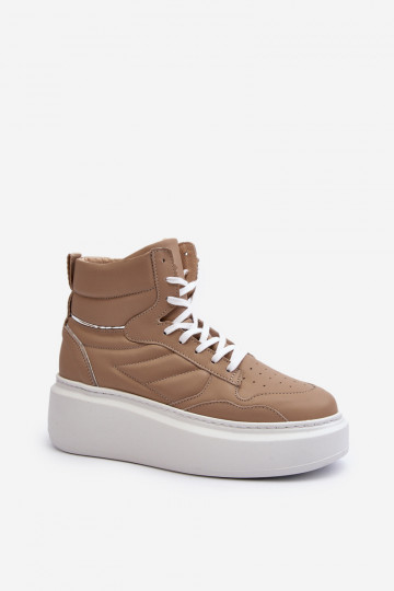 Zazoo 3392/X Women's Leather Platform Sports Shoes Beige 2