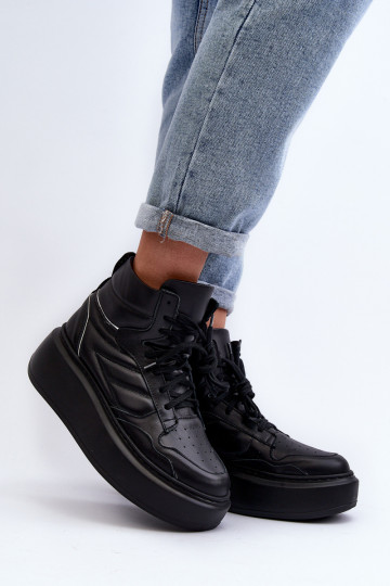 Zazoo 3392/X Women's Leather Platform Sports Shoes Black 2