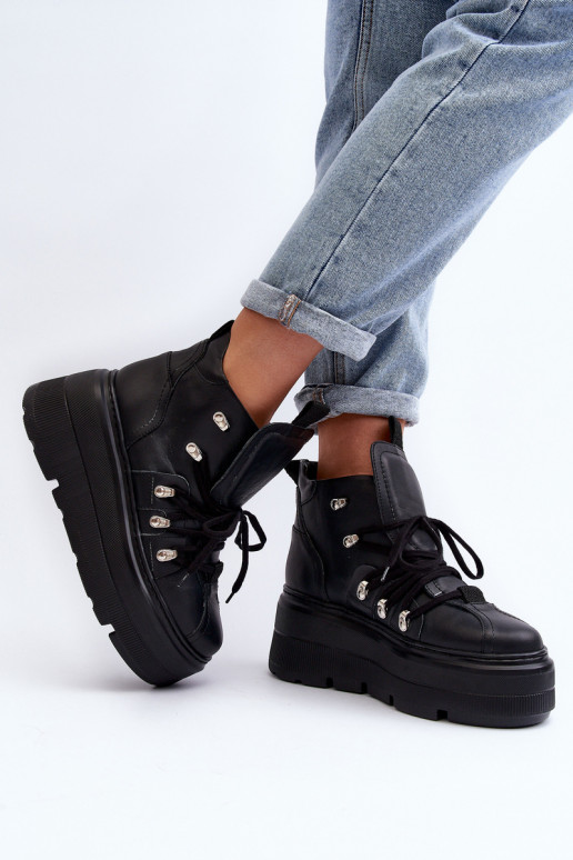 Zazoo 3416 Leather Women's Sports Shoes Black