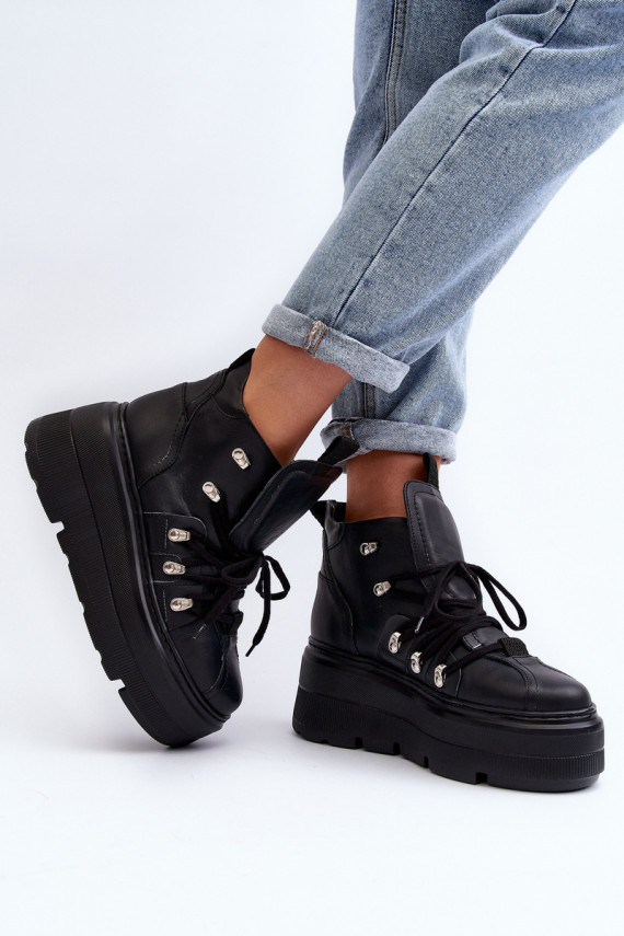 Zazoo 3416 Leather Women's Sports Shoes Black