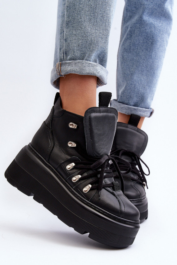 Zazoo 3416 Leather Women's Sports Shoes Black