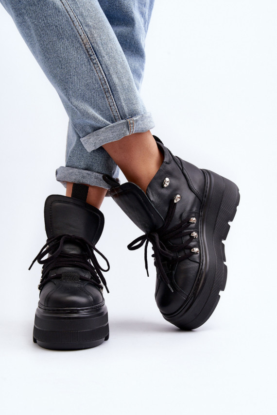 Zazoo 3416 Leather Women's Sports Shoes Black